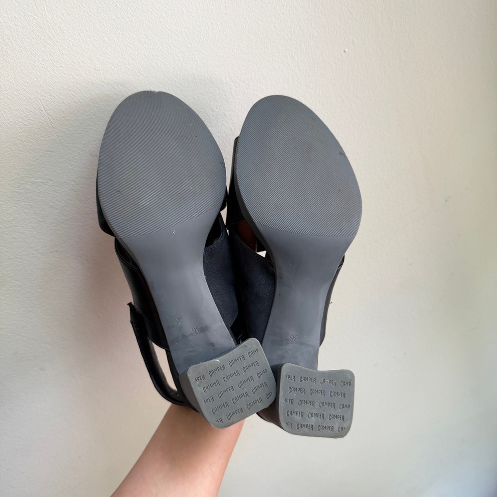 Camper Mixed Leather Suede Block Heel Sandals Black Size 36 - Picture 5 of 6